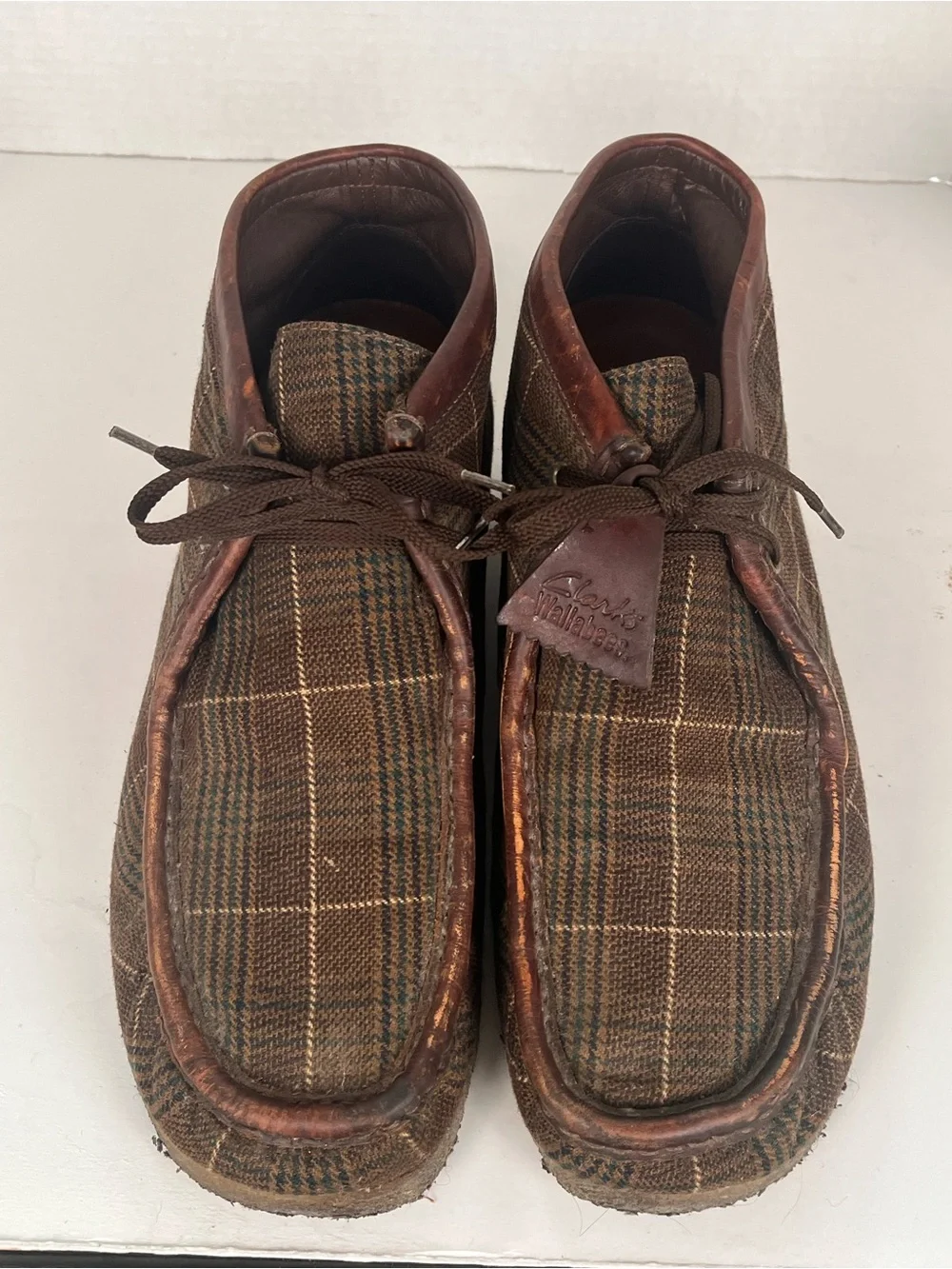 Clark’s Original Wallabee Shoe Mens 13 Plaid Lace Up Chukka Boot Gum Sole Preppy